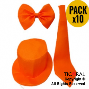 SET FLUO PARA 5 PERSONAS NARANJA (5 GALERAS + 3 CORBATAS + 2 MOOS)